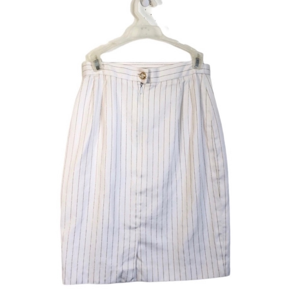 Escada White Gold Pin Stripe Pencil Skirt
